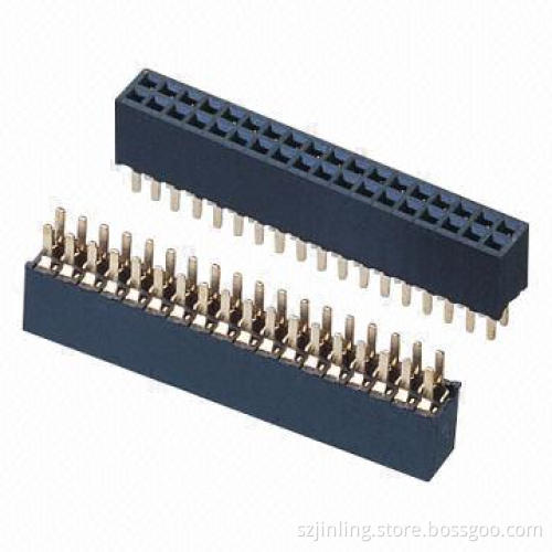 Straight Angle 1.27mm Pitch Dual-row Height of 3.4mm Female Headers, 1,000V AC Withstanding Voltage